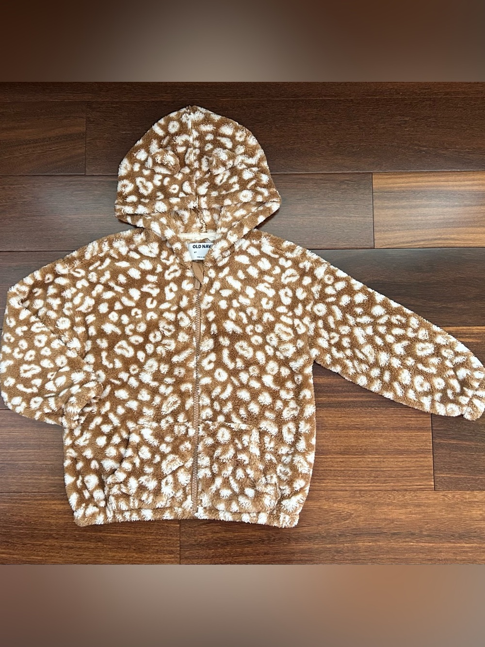 EUC Old Navy Leopard Cozy Hooded Zip-Up